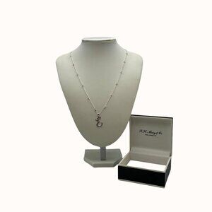 Rh Macy Cubic Zirconia Initial 18 Pendant Necklace in Sterling Silver, Letter E